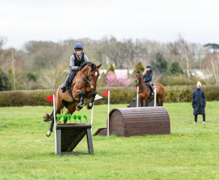 Ros Canter using the equestrian cross country course at Barrowcliffe