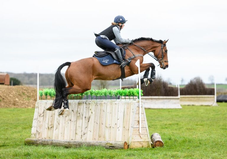 Ros Canter on the equestrian cross country course at Barrowcliffe