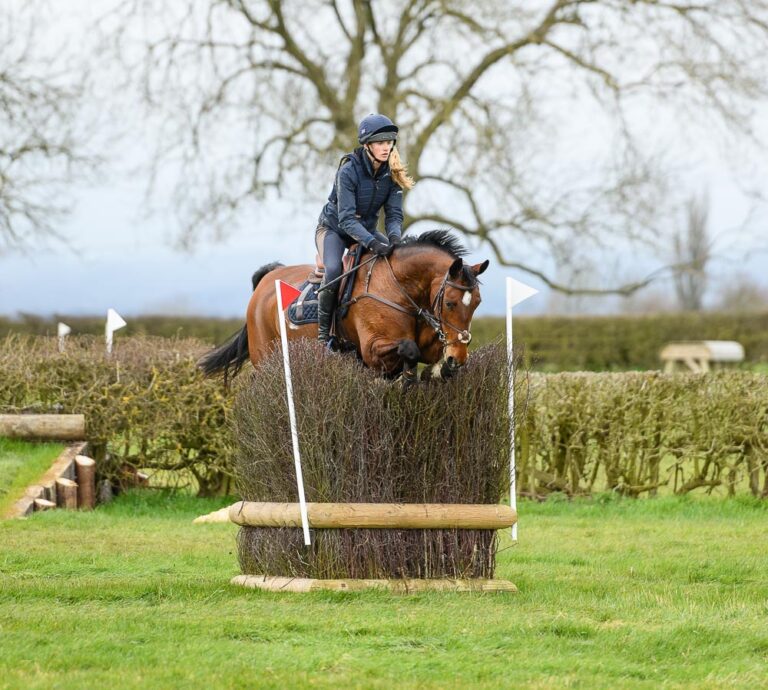 Molly Faulkner using the equestrian cross country course at Barrowcliffe